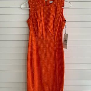 Calvin Klein orange/white dot dress